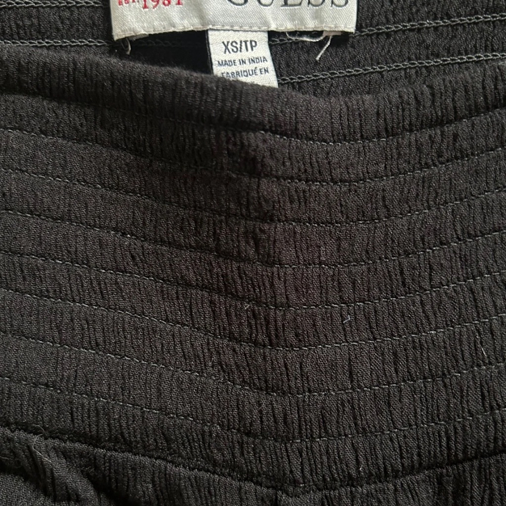 Guess Los Angeles Smocked Waist Wide Leg Rayon Pants Black Size XS Rave Witchy - Picture 2 of 5